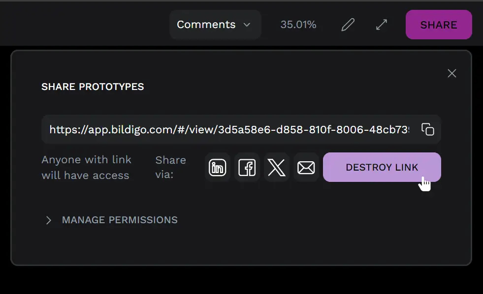 bildigo's viewmode destroy link